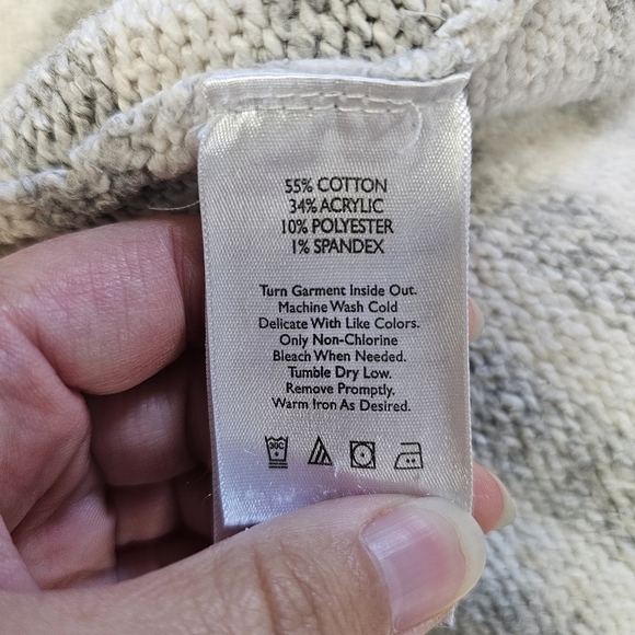 Eddie Bauer Lounge Sleepwear Cozy Hooded Open Front Cardigan Grey Stripe - Picture 15 of 16